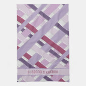 Modern Paars en wit gestreept Theedoek (Verticaal)