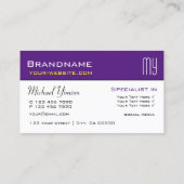 Modern Paars en wit met Initialen Professional Visitekaartje (Achterkant)