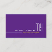 Modern Paars en wit met Monogram Professional Visitekaartje (Voorkant)