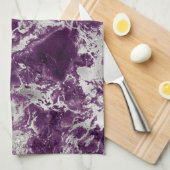 Modern Paars en zilver marmer Patroon Theedoek (Quarter Fold)