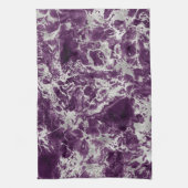 Modern Paars en zilver marmer Patroon Theedoek (Verticaal)