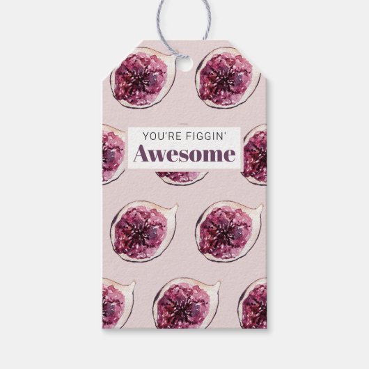 Modern Paars Fig Pattern & You are Figgin' Geweldi Cadeaulabel (Voorkant)