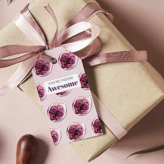 Modern Paars Fig Pattern & You are Figgin' Geweldi Cadeaulabel