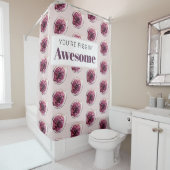 Modern Paars Fig Pattern & You are Figgin' Geweldi Douchegordijn (In situ)