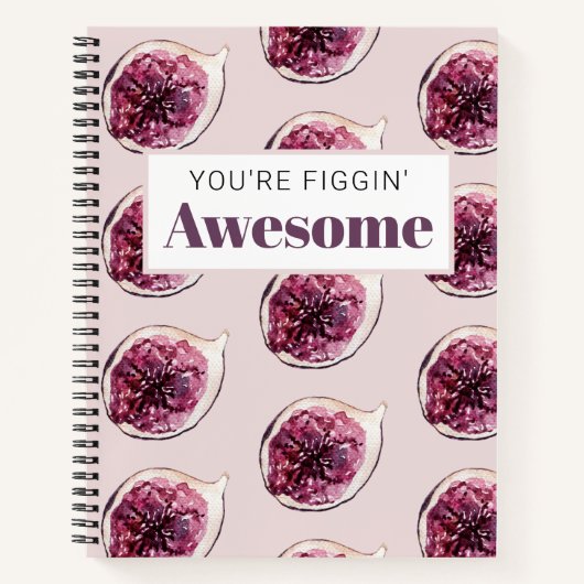 Modern Paars Fig Pattern & You are Figgin' Geweldi Notitieboek (Voorkant)
