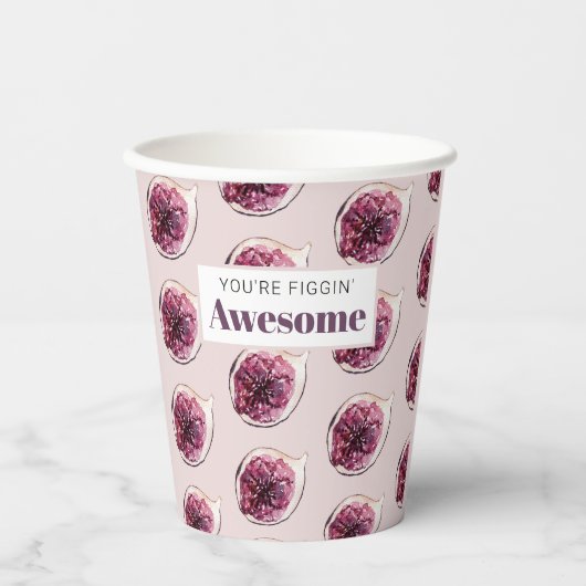 Modern Paars Fig Pattern & You are Figgin' Geweldi Papieren Bekers (Voorkant)