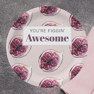 Modern Paars Fig Pattern & You are Figgin' Geweldi Papieren Bordje