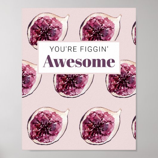 Modern Paars Fig Pattern & You are Figgin' Geweldi Poster (Voorkant)