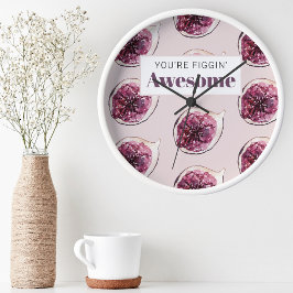 Modern Paars Fig Pattern & You are Figgin' Geweldi Ronde Klok