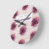 Modern Paars Fig Pattern & You are Figgin' Geweldi Ronde Klok (Hoek)