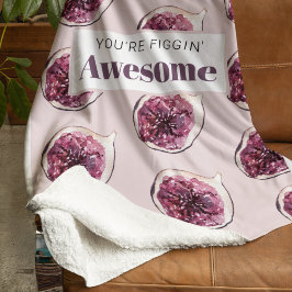 Modern Paars Fig Pattern & You are Figgin' Geweldi Sherpa Deken