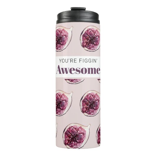 Modern Paars Fig Pattern & You are Figgin' Geweldi Thermosbeker (Voorkant)