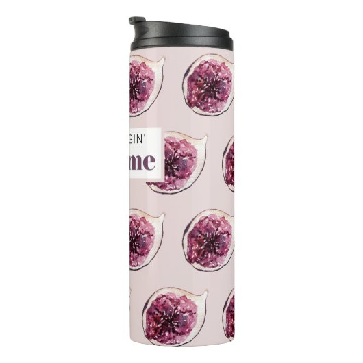 Modern Paars Fig Pattern & You are Figgin' Geweldi Thermosbeker (Geroteerd rechts)