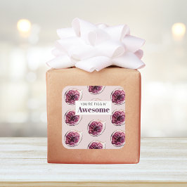 Modern Paars Fig Pattern & You are Figgin' Geweldi Vierkante Sticker