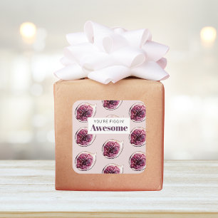 Modern Paars Fig Pattern & You are Figgin' Geweldi Vierkante Sticker