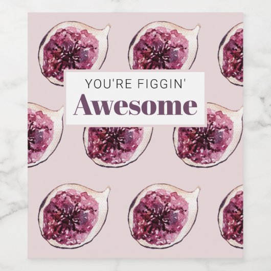 Modern Paars Fig Pattern & You are Figgin' Geweldi Wijn Etiket (Enkel label)
