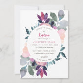 Modern Paars Floral Baptisme Kaart (Voorkant)