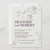 Modern Paars Floral Botanical Boho Wedding Kaart (Achterkant)