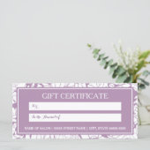 Modern Paars Floral Boutique Gift Certificate (Staand voorkant)