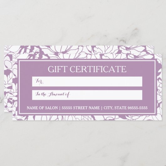 Modern Paars Floral Boutique Gift Certificate (Voorkant / Achterkant)