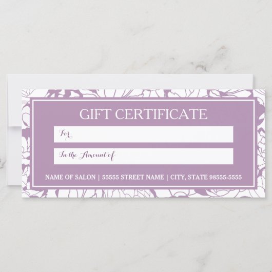Modern Paars Floral Boutique Gift Certificate (Voorkant)