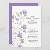 Modern Paars Floral Boy Baby shower Kaart (Voorkant / Achterkant)