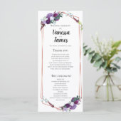 Modern Paars Floral Geometric Wedding Programme (Staand voorkant)