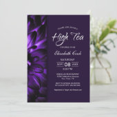 Modern Paars Floral High Tea Vrijgezellenfeest Kaart (Staand voorkant)