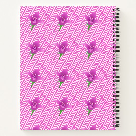 Modern Paars Floral Pattern Notitieboek (Achterkant)