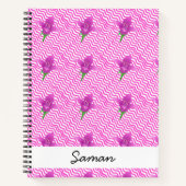 Modern Paars Floral Pattern Notitieboek (Voorkant)