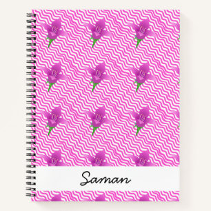 Modern Paars Floral Pattern Notitieboek