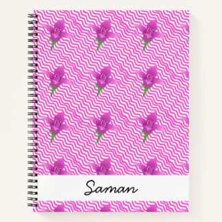 Modern Paars Floral Pattern Notitieboek