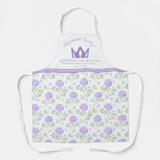 Modern Paars Floral Pattern Schort (Voorkant)