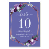 Modern Paars Floral Roos Gold Lijst Wedding Kaart (Voorkant)