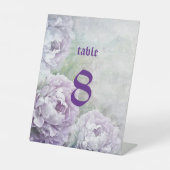 Modern  Paars Floral Weddenschappen Reclamebord Met Voetstuk (Voorkant)