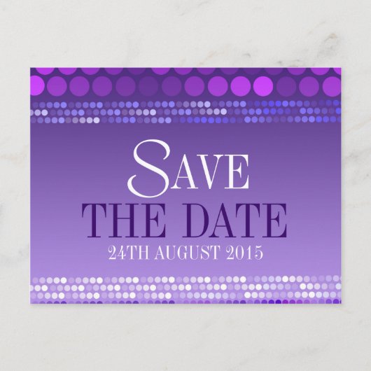 Modern Paars Funky Save the Date Briefkaart (Voorkant)