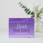 Modern Paars Funky Save the Date Briefkaart (Staand voorkant)