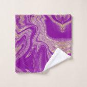 Modern paars geel abstract marmerpatroon bad handdoek (Wasdoekje)