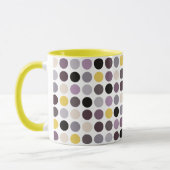 Modern paars geel polka stippen patroon monogram mok (Links)