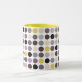 Modern paars geel polka stippen patroon monogram mok (Midden)