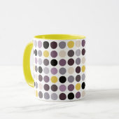 Modern paars geel polka stippen patroon monogram mok (Voorkant links)