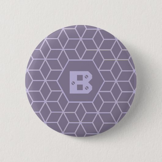 Modern Paars Geometrisch Blokken Patroon Monogram Ronde Button 5,7 Cm (Voorkant)