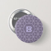 Modern Paars Geometrisch Blokken Patroon Monogram Ronde Button 5,7 Cm (Voorkant /achterkant)