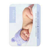 Modern Paars Girl Baby Foto geboorte Magneet (Verticaal)