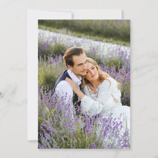 Modern Paars Gold Agate Marble Photo Wedding Kaart (Achterkant)