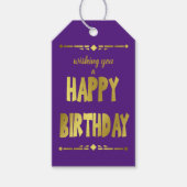 Modern Paars Gold Happy Birthday Cadeaulabel (Voorkant)