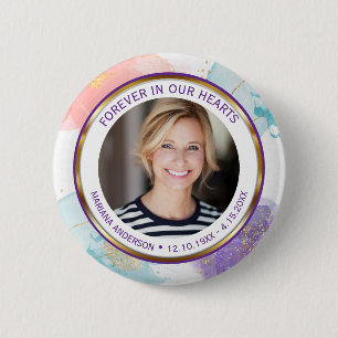Modern Paars & Goud Pastel Voor Altijd in onze Har Ronde Button 5,7 Cm