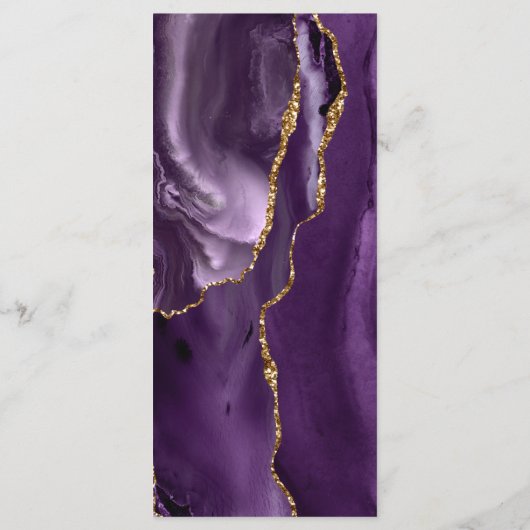 Modern Paars goudbladerweddenschap Menu (Achterkant)