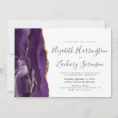 Modern Paars goudgedag huwelijksuitnodiging Kaart (Voorkant)