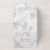 Modern Paars goudgedag marmer Wedding All In One Uitnodiging (Buitenkant)